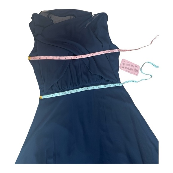 After Six Midnight Blue V-Neck Split Sleeve Blouson Bodice Maxi Dress - 1565  6R - Picture 10 of 14